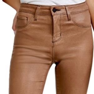 L'AGENCE Margot Skinny Highrise Sparrow Contrast Coated Jeans